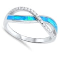 thumbnail image 4 of CHOOSE YOUR COLOR Clear CZ Blue Simulated Opal Infinity Ring .925 Sterling Silver Band White Female Size 6, 4 of 4