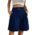thumbnail image 3 of Bovxnpu Summer Plus Size Shorts for Women, Women's Casual Wide Leg Shorts, Women's Casual Button Wide Leg Pants Solid High Waist Versatile Loose With Pocket M, 3 of 8