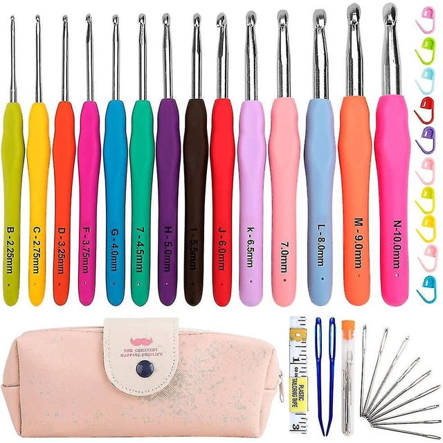 All-in-one Crochet Kit 14 Piece Full Size Soft Grip Knitting Needle Kit For Adult Beginners