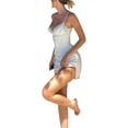 thumbnail image 4 of Fortune Robe Moulante Mini en Satin pour Femme Sans Manches à Col en V, Robe à Bretelles avec Corset à la Taille, 4 of 6