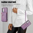thumbnail image 5 of Phone Case for Samsung Galaxy A14/M14 5G Wallet Cover with Tempered Glass Screen Protector and Wrist Crossbody Strap Shoulder Lanyard Credit Card Holder Stand Leather A 14 4G 14A 14M G5 Men Purple, 5 of 7