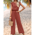 thumbnail image 7 of Jumpsuits for Women 2025 Summer Ruffle Sleeves Square Neck Rompers Drawstring Overalls with Pockets Orange Color M, 7 of 7