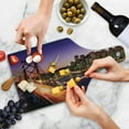 thumbnail image 4 of Cityscape Cutting Board, City at Night Bridge on River Skyscrapers Cities USA Themed Water Arts Print, Tempered Glass Cutting and Serving Board, Wine Bottle Shape, Purple Orange, by Ambesonne, 4 of 5