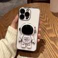 thumbnail image 4 of Compatible with iPhone 14 Pro Max Electroplated Case Women Girls Plating Astronaut Kickstand Case Camera Lens Protection Soft Silicone Case for iPhone 14 Pro Max 5g 6.7 inch (White), 4 of 10