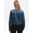 thumbnail image 4 of DARING DIVA Women's Collarless Button Down Long Sleeve Denim Jacket L Dark Blue, 4 of 7