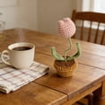 thumbnail image 5 of Qiweii Hand Knitted Yarn Tulip Planter Artificial Floral Potted Decor, 5 of 6