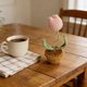 thumbnail image 4 of Bonsái Tejido Maceta de tulipanes de ganchillo hecha a mano con flores de hilo para decoración del hogar, oficina, escritorio o coche, regalo de primavera (rosa, 1 pieza) Rkxzt, 4 of 8