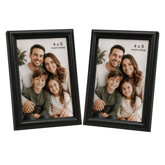 2 Pack Black 4x6 Picture Frames Tabletop Wall Mount Horizontal Vertical Display