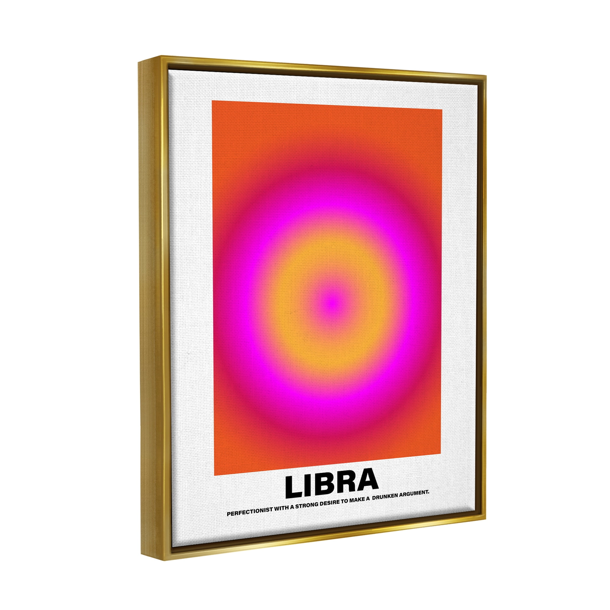 Stupell Industries Funny Libra Astrology Abstract Painting Gold Floater Framed Canvas Art Print Wall Art, 17 x 21