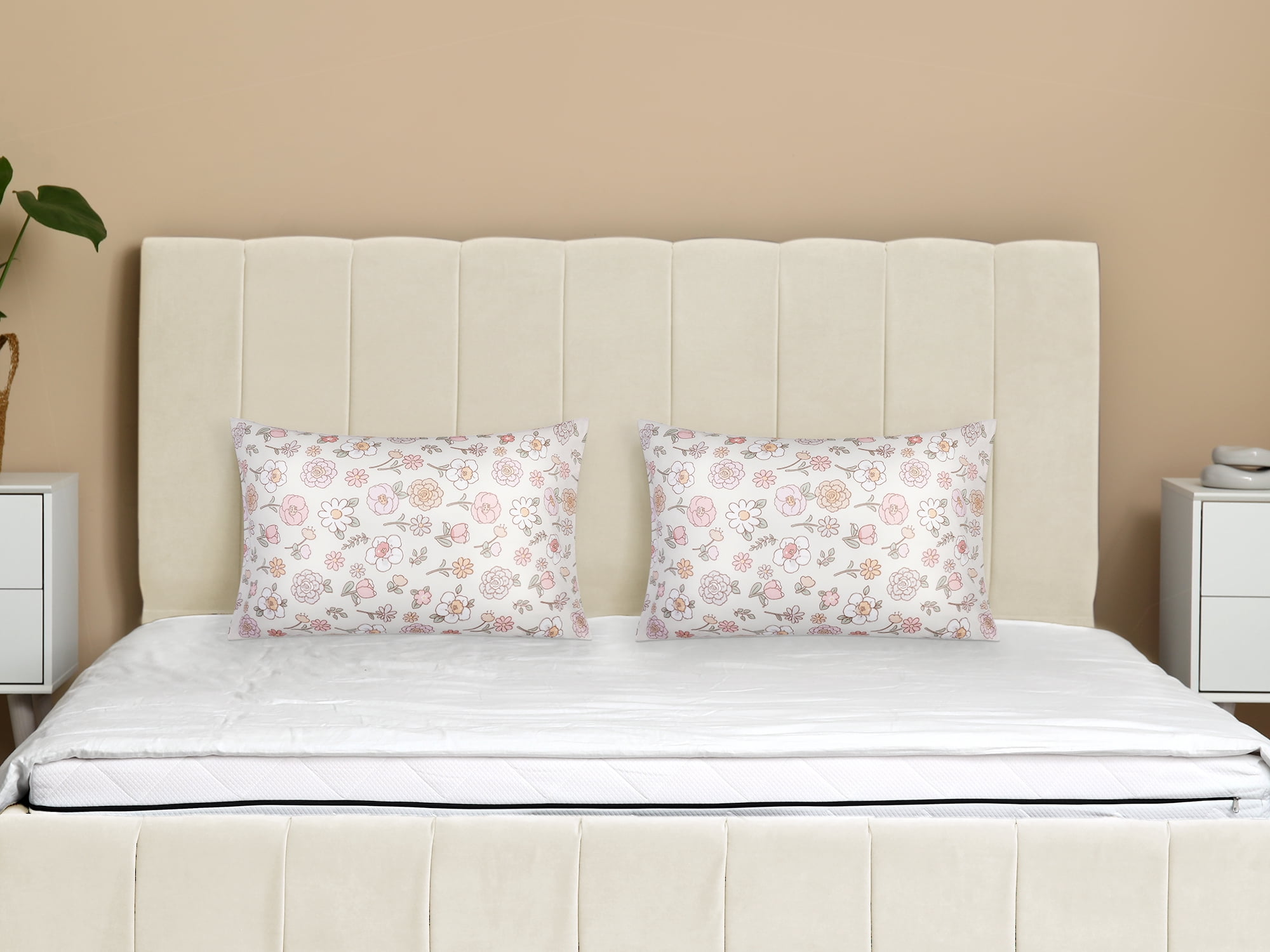 Unique Bargains Pillowcase with Envelope Closure Floral Pillow Cases Queen Light Yellow