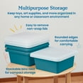 thumbnail image 4 of ECR4Kids Stackable Square Bins with Non-Snap Lids, Multipurpose Organization, Turquoise, 4-Pack, 4 of 9