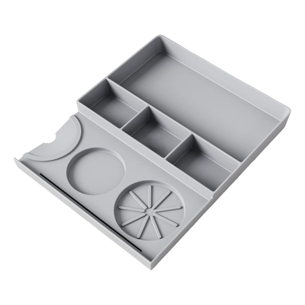 Caja de almacenamiento de herramientas para tapete de apisonamiento de espresso, accesorios de silicona, 20 x 25 x 2,6 cm, fácil de lavar Gris