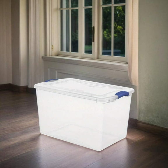 66 Quart Clear Storage Box with Secure Latch Lid - Ideal for Home, Garage, Closet & Kitchen Organization