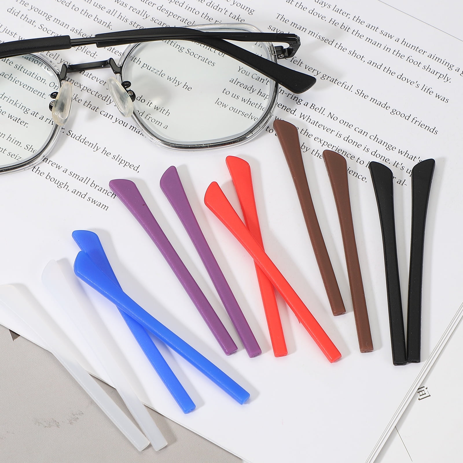 Unique Bargains Replacement Temples Silicone Eyeglass End Tips Glasses Black/Brown
