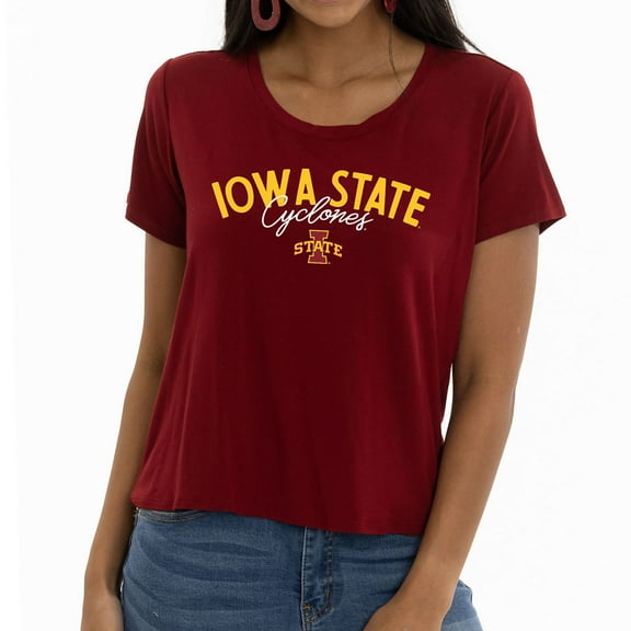 Women's Garnet Iowa State Cyclones Scarlet Scoop Neck T-Shirt