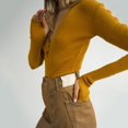 thumbnail image 2 of Spice Chick-Style V-Neck Skinny Undershirt Solid Color Low-Cut Jumpsuit, 2 of 5