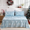 thumbnail image 2 of GlowSol Christmas Sheets Queen 100% Cotton Flannel Holiday Bed Sheet Set, Soft Warm Brushed Christmas Sheet, Blue Christmas Deer, 2 of 5