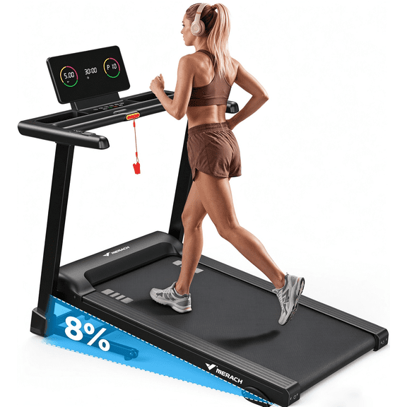 MERACH Folding Treadmill for Home with APP, 3.0HP Incline Treadmill up to 300lbs, 0.6-7.5MPH