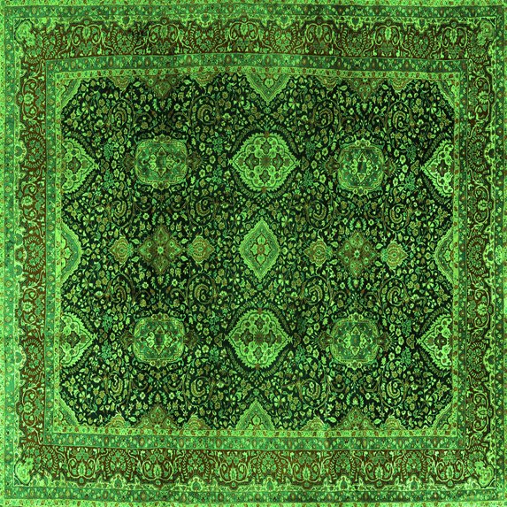 Ahgly Company Indoor Square Persian Green Traditional Area Rugs, 8' Square
