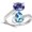 Blue Purple, variant on Sterling Silver Cat Ring, Blue Purple Crystals from Austria, Cute Pet Kitten Kitty Adjustable Open Ring, Cat Gifts for Lovers, Anniversary Birthday Jewelry for Women