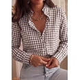 thumbnail image 4 of PRETTYGARDEN Womens Long Sleeve Button Down Shirts | Soft Cotton Fabric, Fashion Plaid Shirt, Basic Collared V Neck, Work Business Casual Blouses, Fall Trendy Outfits, 4 of 9