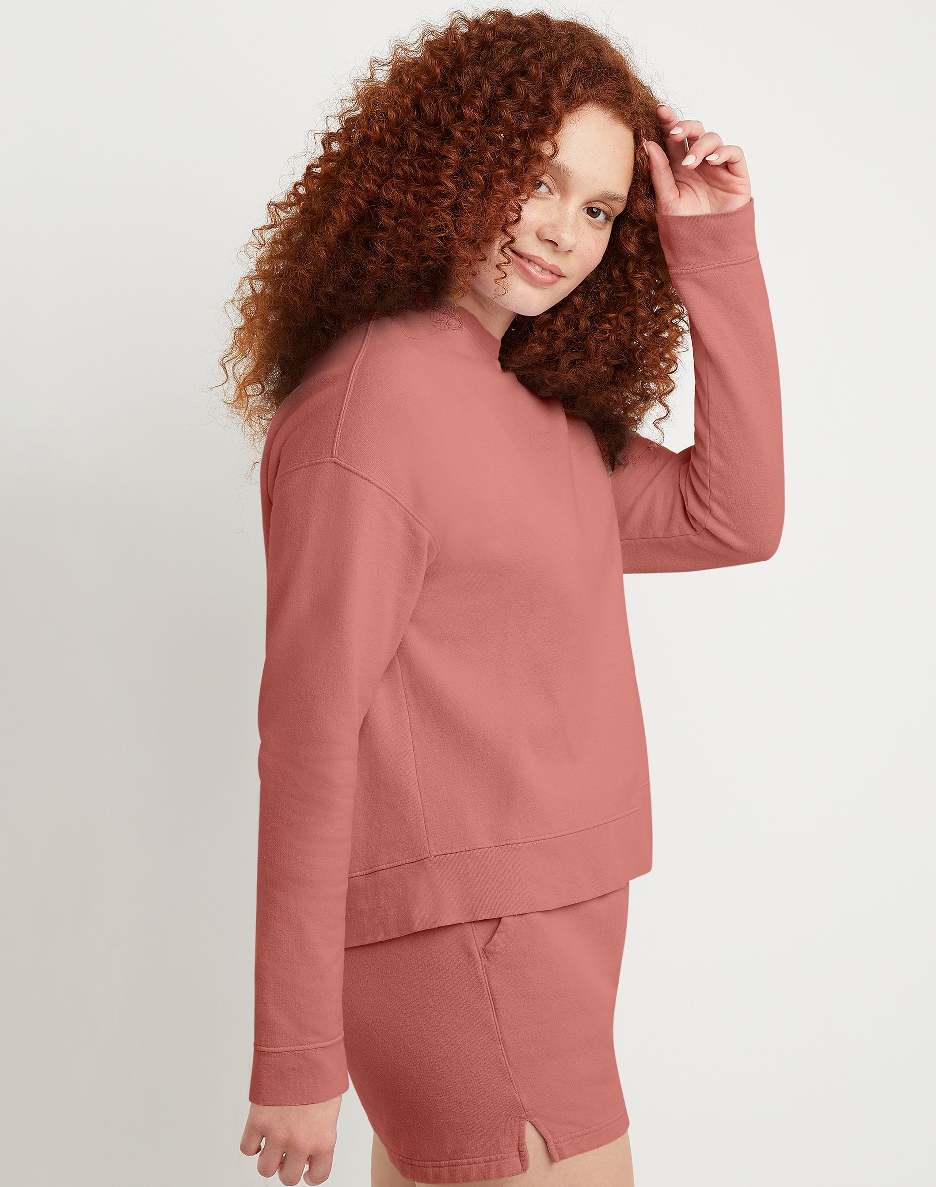 Hanes Women's Garment Dyed Fleece Sweatshirt Nantucket Red XS
