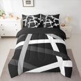 thumbnail image 2 of Homewish Boho Geometric Striped 7pcs Bedding Comforter Set,Abstract Stripeds Lines Queen Bedding Sets,White Gray Black Queen Sheet Sets For Adults,Microfiber Bedroom Decor Reversible, 2 of 8