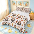 thumbnail image 3 of Manfei Cartoon Autumn Bear King Size Comforter Sets, Fall Pine Cone Leaf Comforters King Size, White Tan, Reversible, 3pcs, 1 Comforter and 2 Pillowcases, 3 of 7