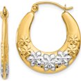 thumbnail image 1 of 14K Yellow & Rhodium Hollow Flowers Hoop Earrings (22 X 19) Made In Indonesia tl741, 1 of 6
