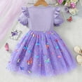 thumbnail image 3 of Tiijoy Girl Butterfly Print Mesh Ribbed Dress Summer Casual Short Sleeved Dress, Sizes 5-6, 3 of 8