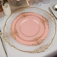 thumbnail image 4 of Balsa Circle 10 Dusty Rose Round 8" Disposable Plastic Salad Dinner Plates Gold Embossed Baroque Trim Party Events Decorations, 4 of 8