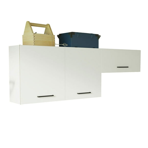 Madesa Heavy-Duty Garage and Utility Room Storage Set 47 Inch Wall Cabinet with 3 Doors Garage Workstation Wooden Organization Unit - White