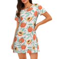 thumbnail image 4 of Salouo Peach Print Short Sleeve Sleepshirt for Womens Comfy Nightgown Scoopneck Cute Nightdress Ruffle -3X-Large, 4 of 7
