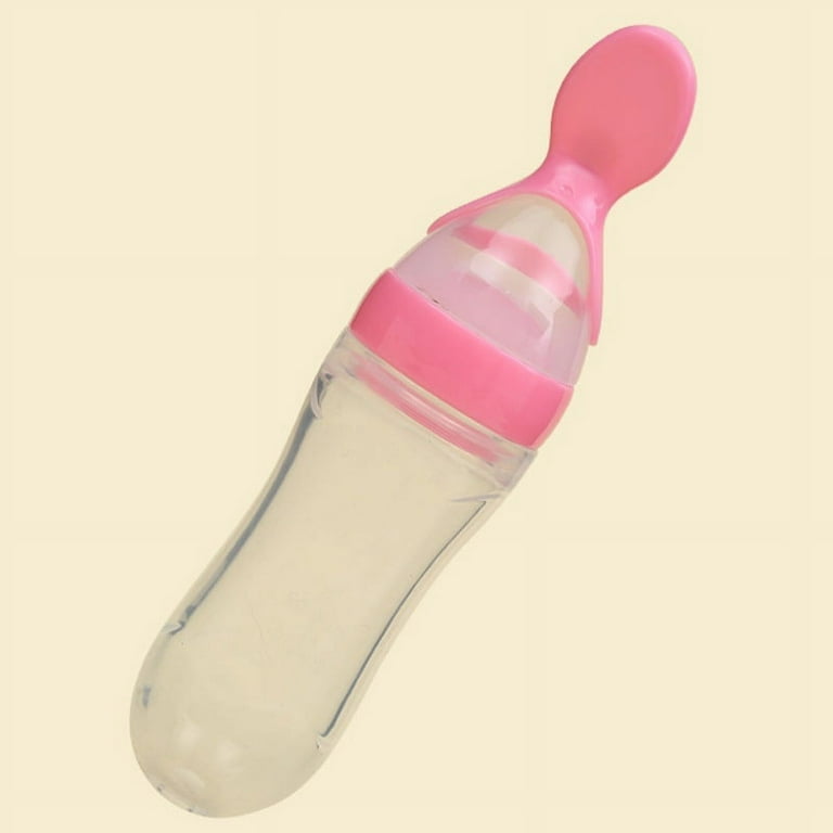 US Baby Silicone Squeeze Feeding Bottle with Spoon Food Rice