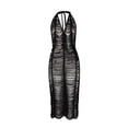 thumbnail image 2 of Liacowi Women Sexy Halter Hollow Out Bodycon See Through Dress Deep V Neck One-Piece Backless Club Slim Midi Dress, 2 of 3