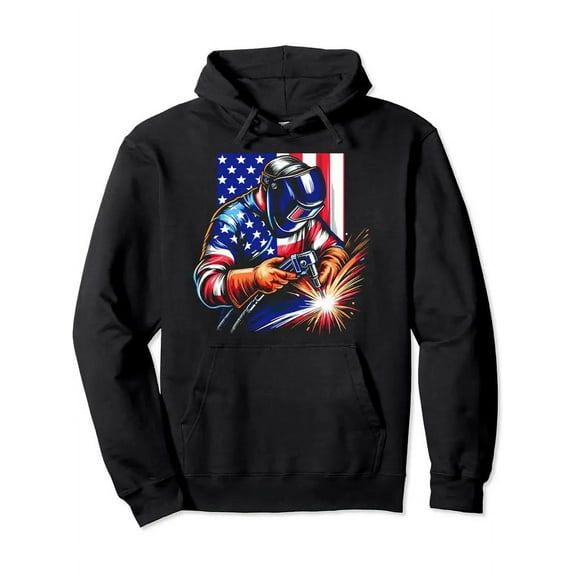 USA American Flag Welder Vintage Patriotic Welding Novelty Pullover Hoodie,3XL Unisex Hoodie
