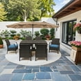 thumbnail image 7 of Mondawe 15ft Double-Sided Solar Patio Umbrella with Base (Included) Large Outdoor Umbrella with Solar Lights, 7 of 7