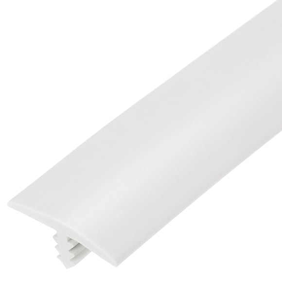 Moldura de borde de caucho T Uxcell, 1-3/32 pulgadas x 20 pies, moldura flexible de plástico con barbilla central para mesa, máquina de juegos y arcade, tira de transición de suelo, blanca