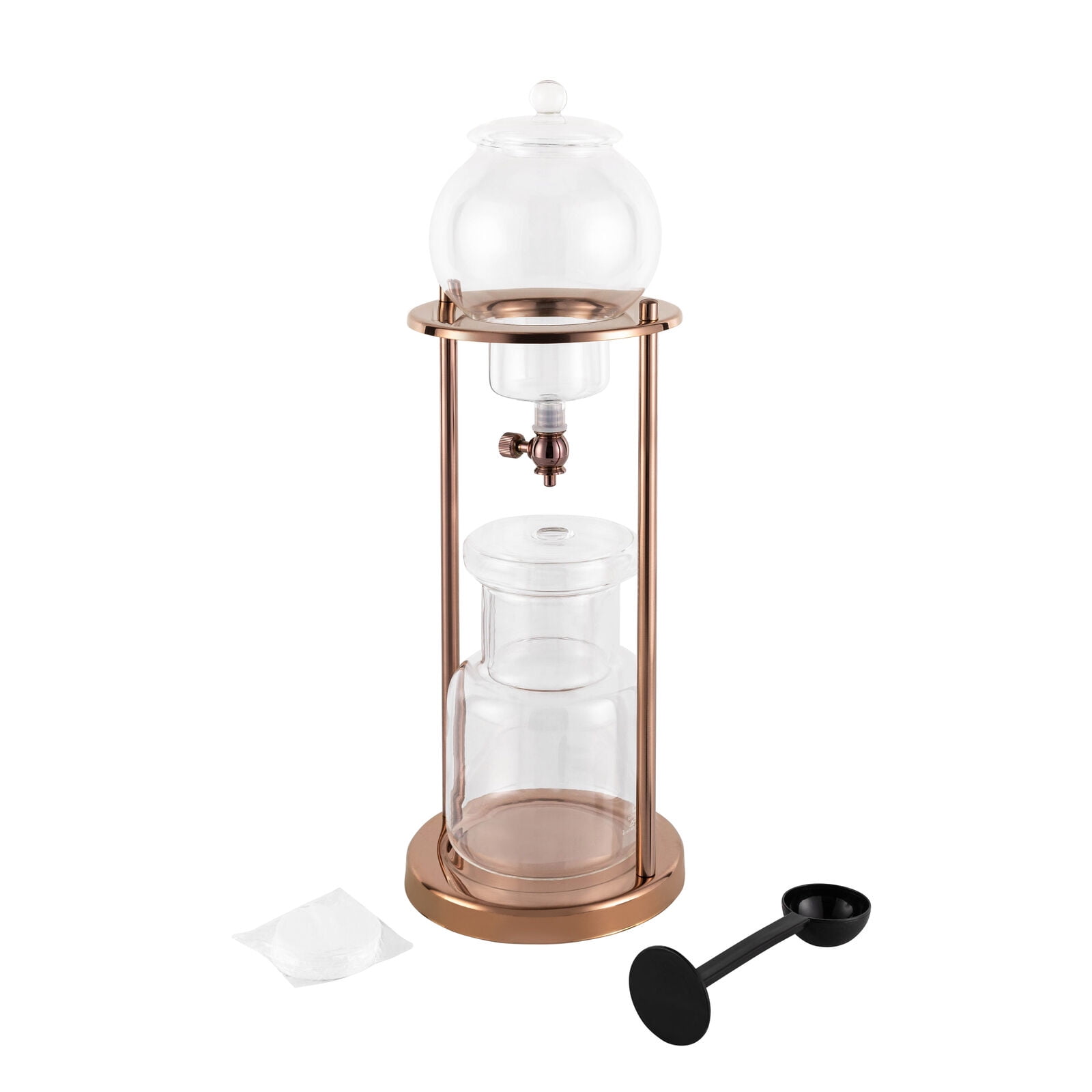 600ml Glass Cold Brew Coffee Maker Adjustable Flow Iced Drip Coffee Pot  with 100pcs Paper Filter Home Barista Camping Tools