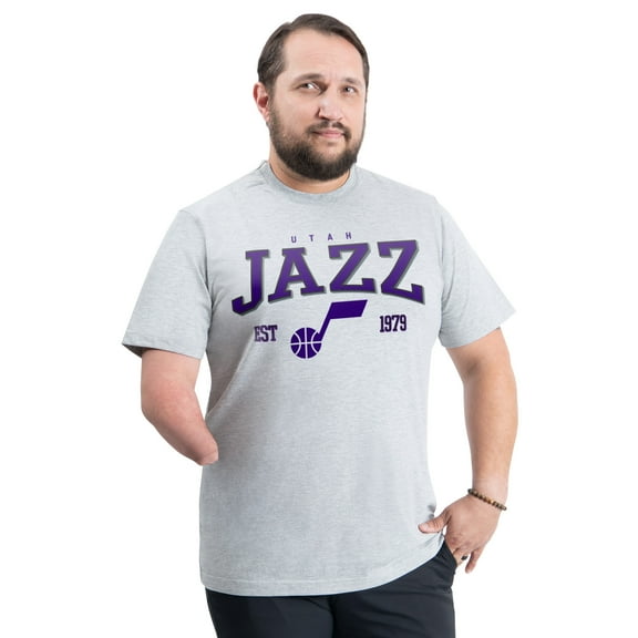 Men's G-III Sports by Carl Banks Gray Utah Jazz Adaptive Classic Team Spirit Short Sleeve T-Shirt