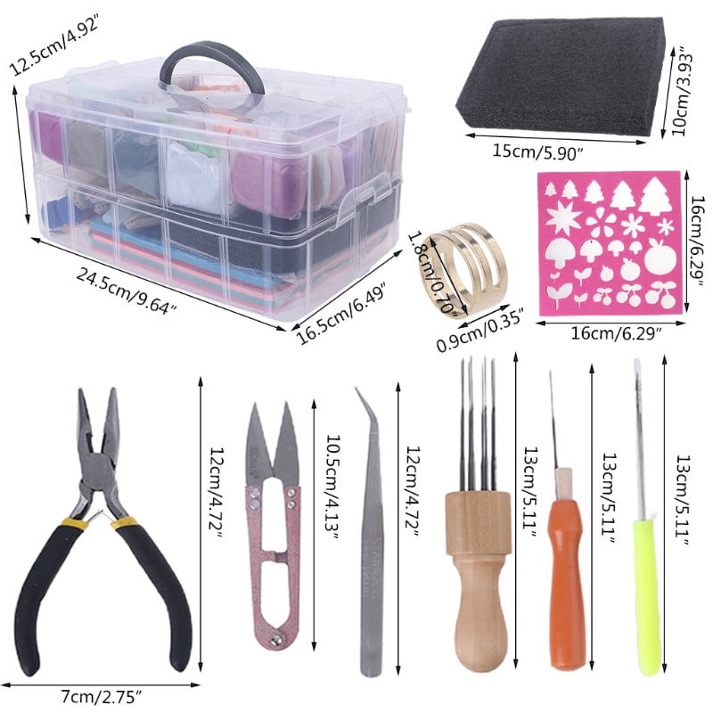 Exquisite Needle Felting Kit with 50 Colorful Wool Roving Yarn for DIY Craft