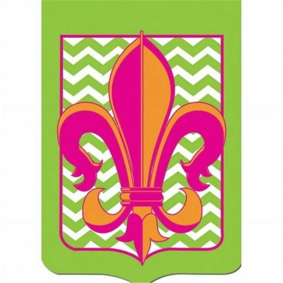 Green Chevron Fleur De Lis Flag, Large