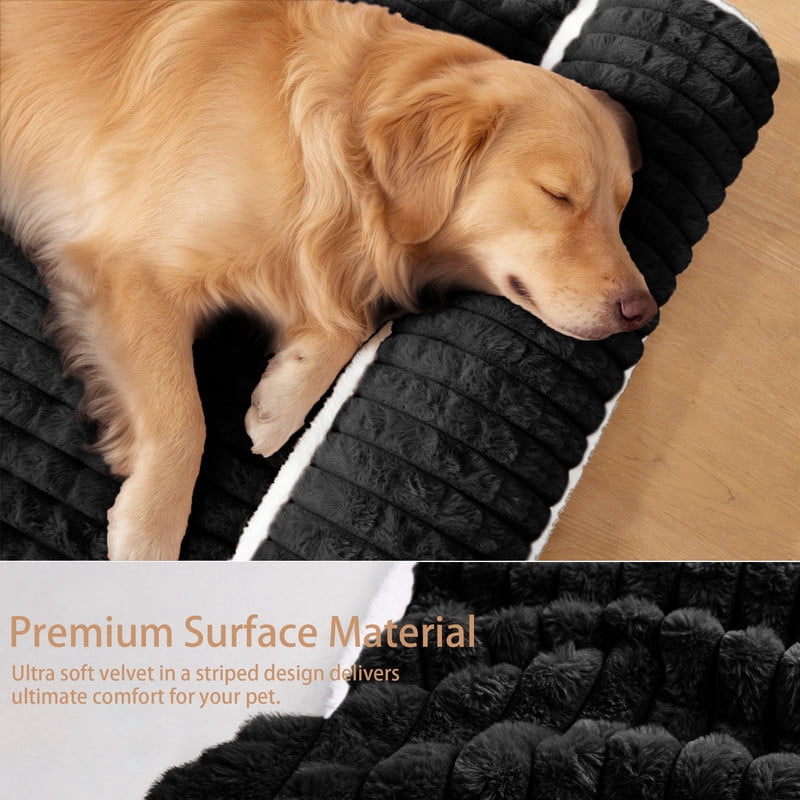 Exclusivo Mezcla Orthopedic Dog Bed with Head Pillow for Extra Large Dogs, Removable and Machine-Washable Cover, 56"X40", Black