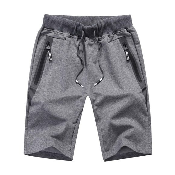 GUNLIRE Big Boy's Casual Shorts Summer Cotton Drawstring Elastic Waist Solid Color Side Zippers Pockets,Dark Grey,14