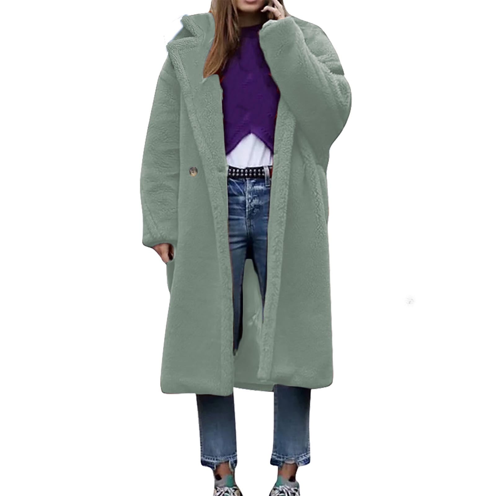LOVZFMLL Vestes pour Femmes Manteau à Manches Longues en Cheveux d'Agneau Col Chaud