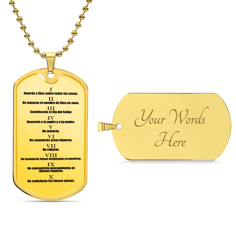 Ten Commandments Spanish Diez Mandamientos Necklace Dog Tag