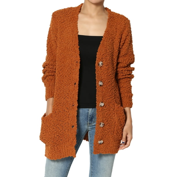 TheMogan Women's S~3X V-Neck Pocket Waffle Knit Cardigan Button Down ...