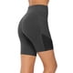 thumbnail image 2 of Gibobby Pantalones cortos de yoga Control de cintura Abdomen Entrenamiento de mujer Correr Yoga Pantalones de yoga Pantalones de yoga cortos altos(Gris oscuro,M), 2 of 5