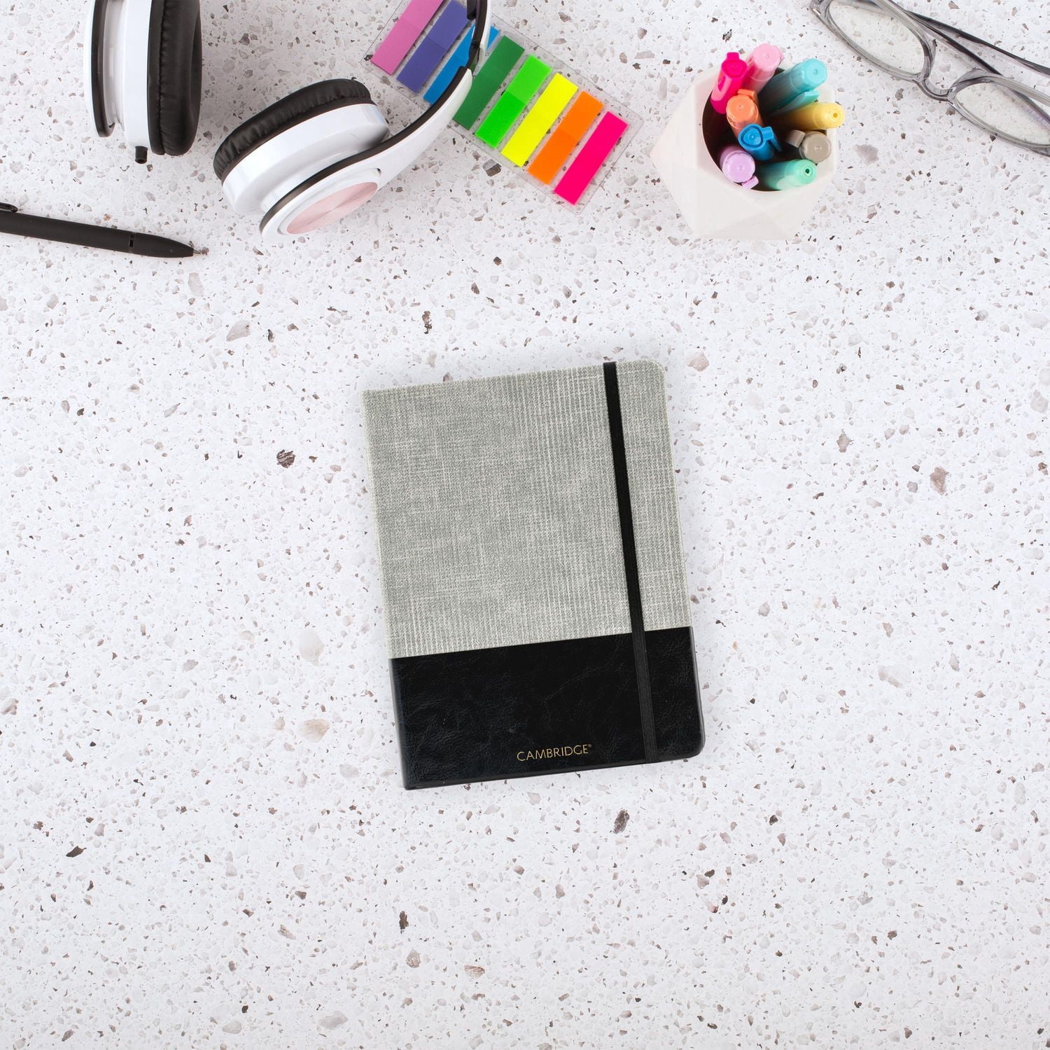 Cambridge® Two-Tone Cb Journal, Blk,6X8