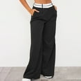 thumbnail image 2 of LLYwey High Waisted Wide Leg Pants for Women Solid Color Hanging Casual Wide Leg Trousers with Decorative Pockets At the Back for A Stylish Look Pants New Full Length Pants Regular Fitted Black 4XL, 2 of 8